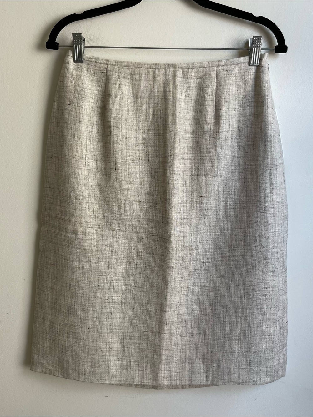 Vintage NWT Laurel by Escada Linen Skirt Gray Knee Length Pencil 38 Medium 28"